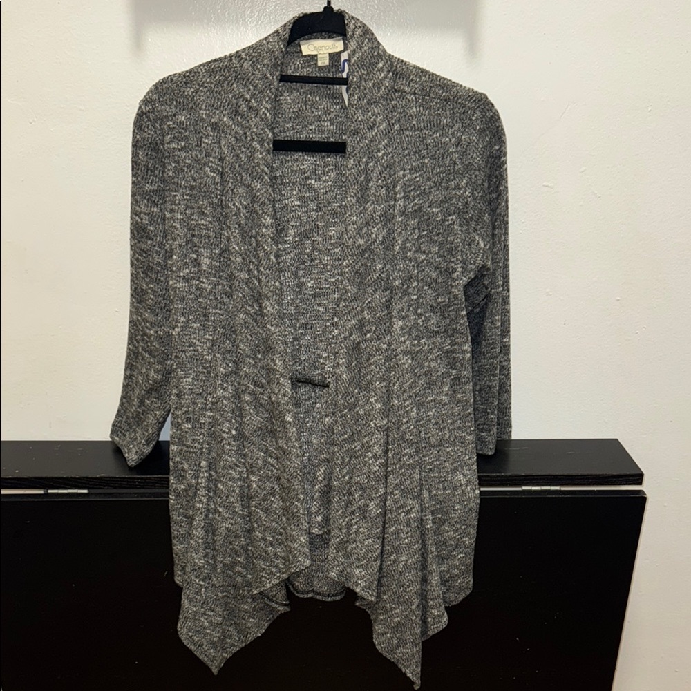 Gray Open-Front Cardigan Sweater